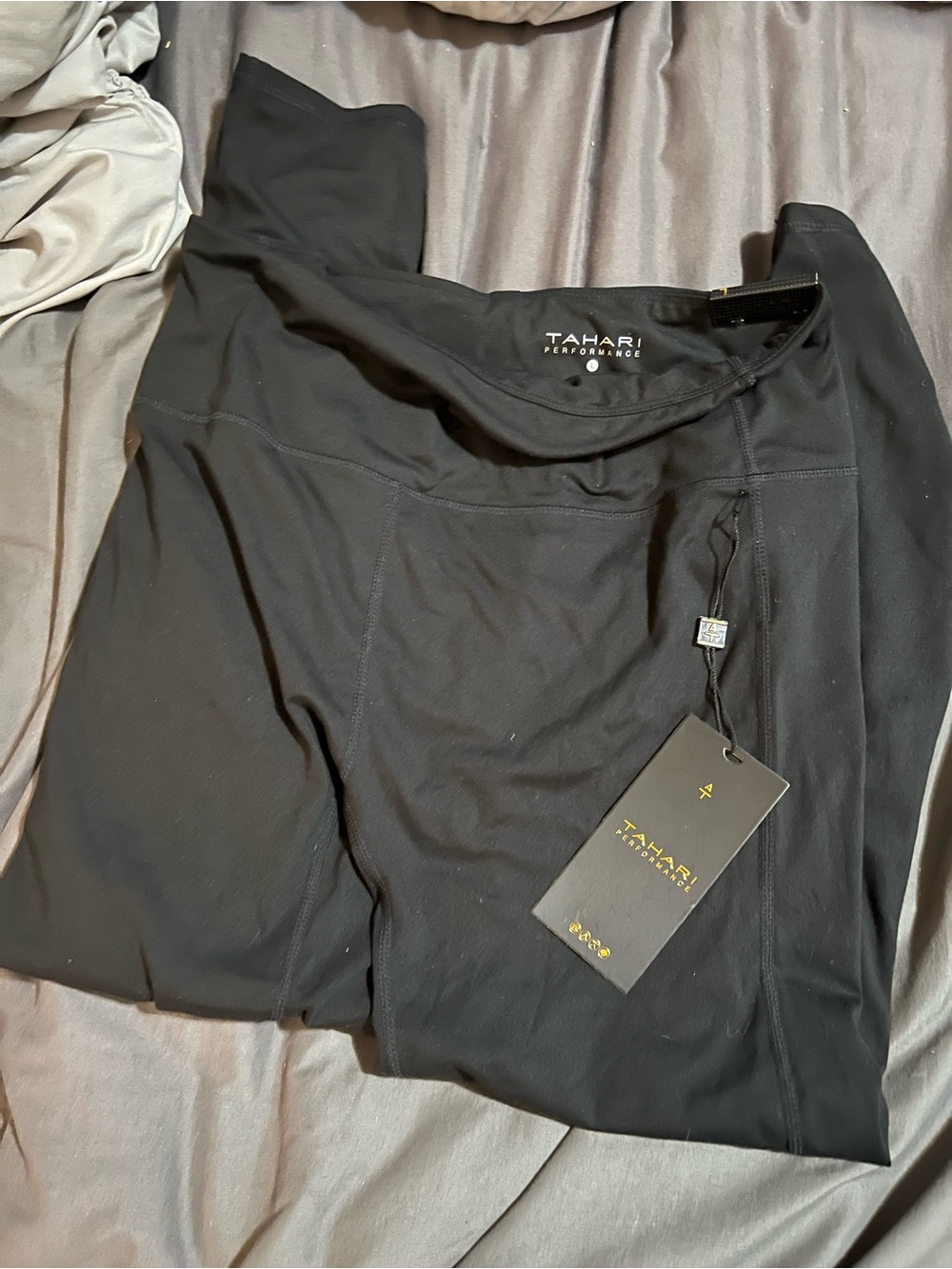 Tahari Black High-Waist Performance Leggings